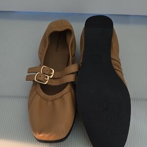 Free People Brown Double Strap Flats